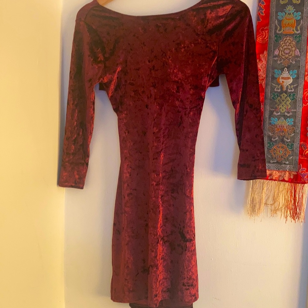 Maroon - Dark Red velvet dress